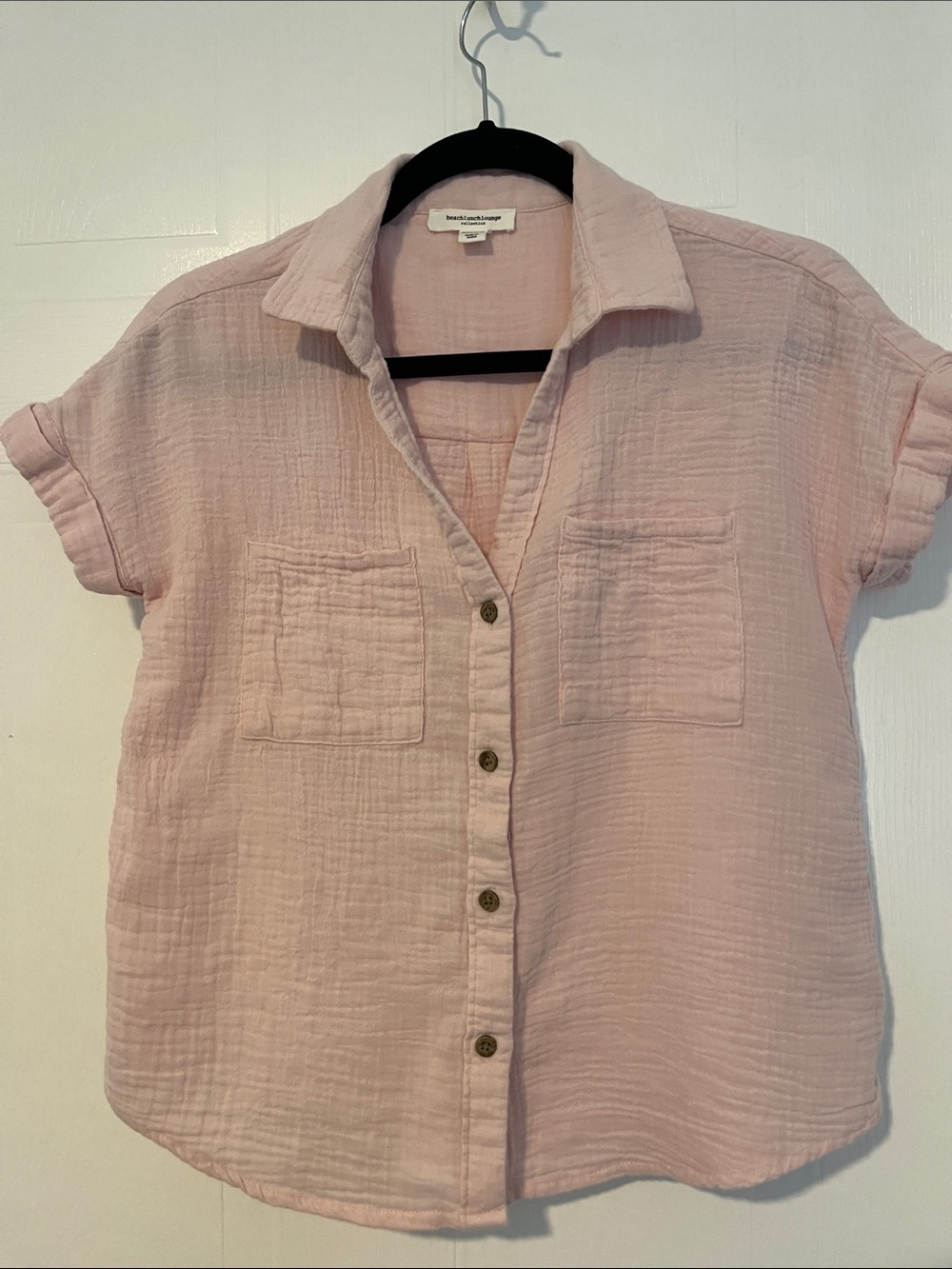 100% cotton beachlunchlounge Blush Pink Short-Sleeve Button-Front Shirt